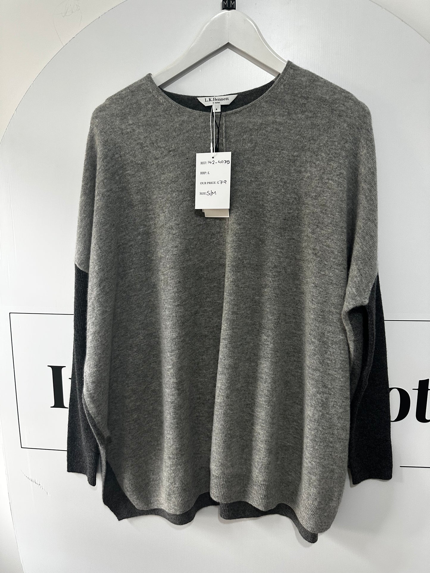 Grey LK BENNETT Wool & Cashmere Jumper, Size S