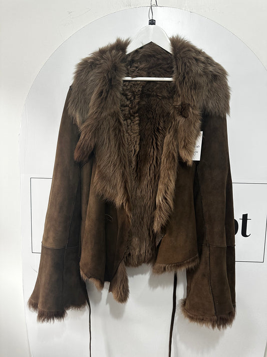Brown Leather & Suede Jacket, Size M (12)