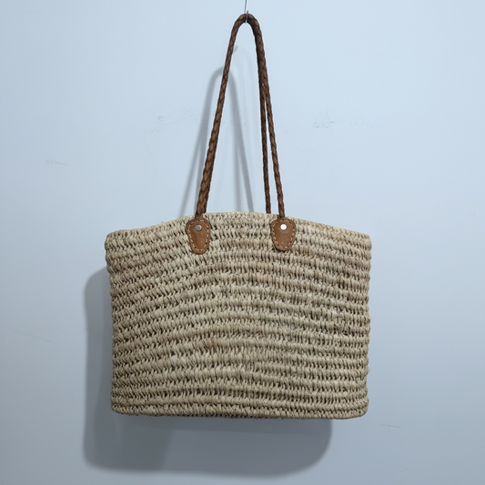 Beige Hura Extra Large Rattan Beach Bag