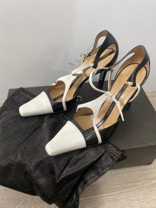 Black and White Vintage Gucci Heels, Size 37 - UK 4