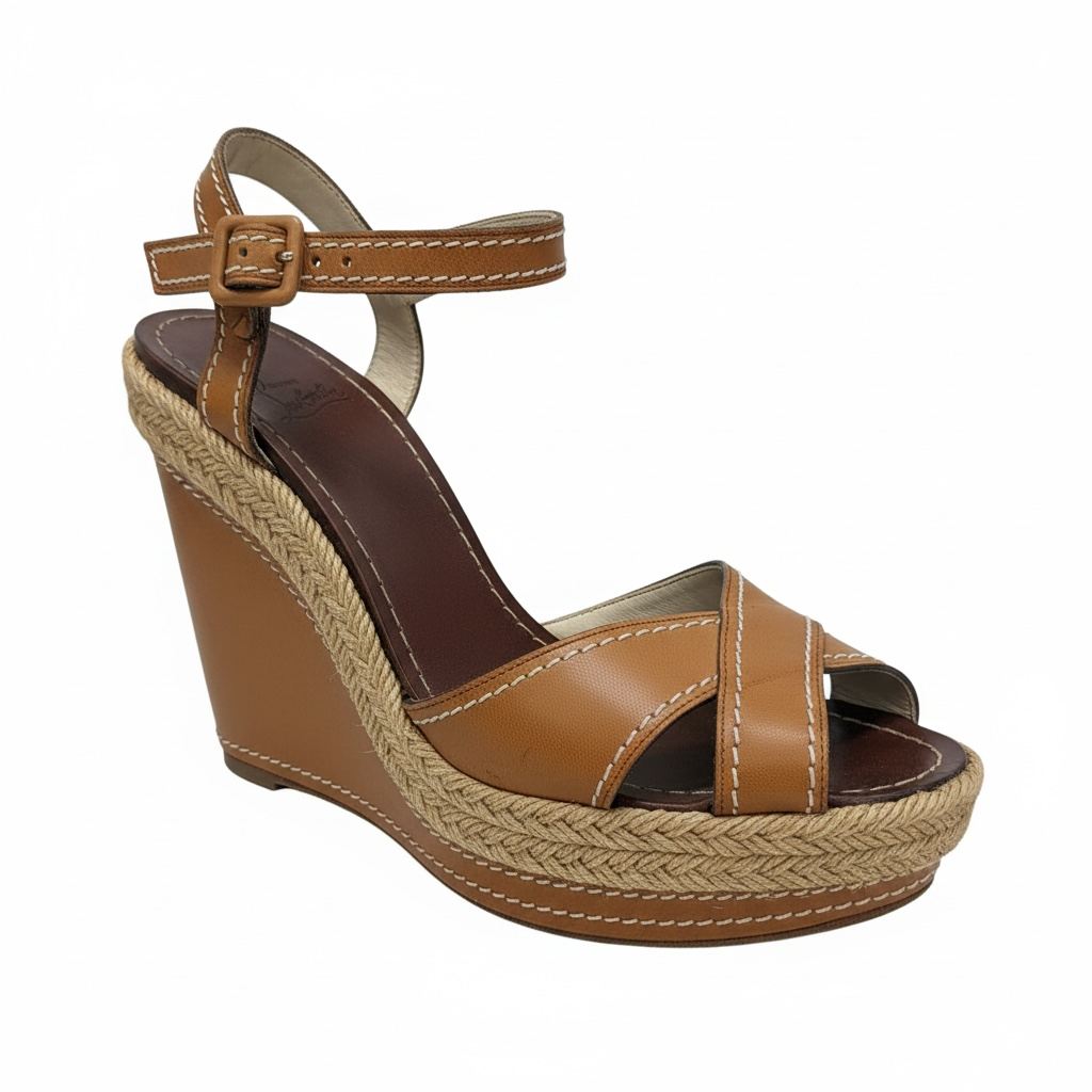Brown Christian Louboutin Wedge Heels, 5