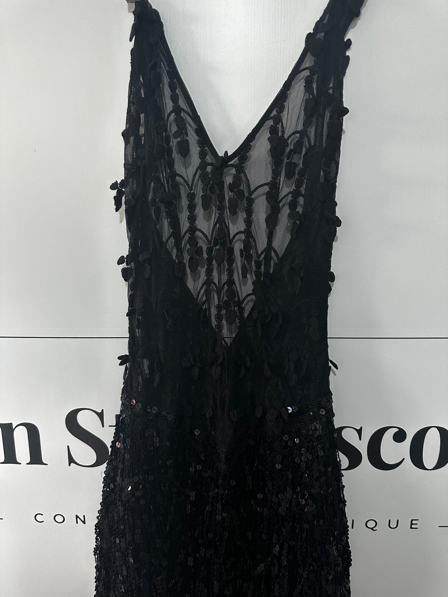 Mesh Sequin Black Rohmir Ballgown, Size XS/S