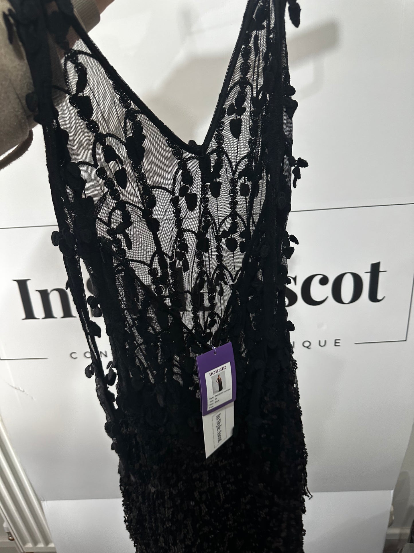 Mesh Sequin Black Rohmir Ballgown, Size XS/S