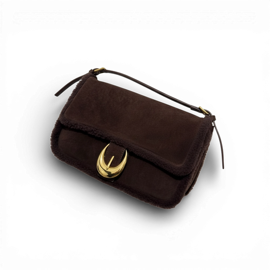 Brown Staud Shoulder Bag, Suede & Fur