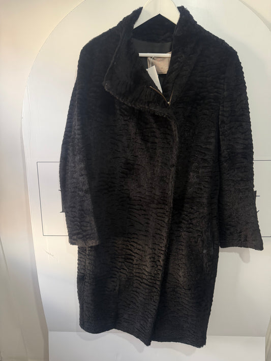 Black Anya Hindmarch Rabbit Coat, Size L (Approx 14)