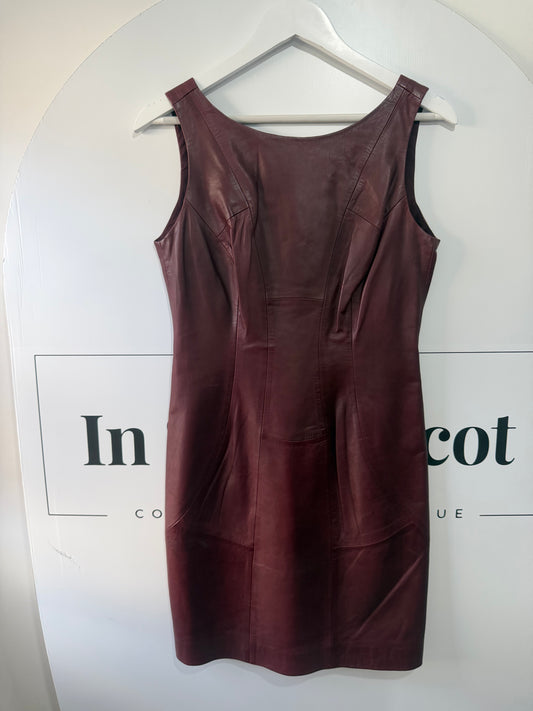 Burgundy Vakko Leather dress, Size S