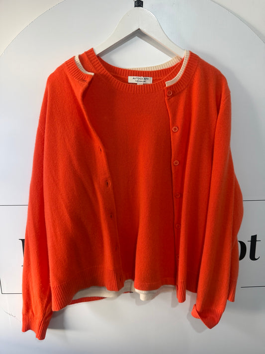 Orange Cashmere, Autograph Twinset Cardi and Top, Size 16