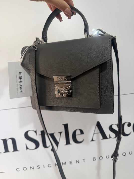 Grey MCM Handbag with Crossbody Strap, Excellent Condition