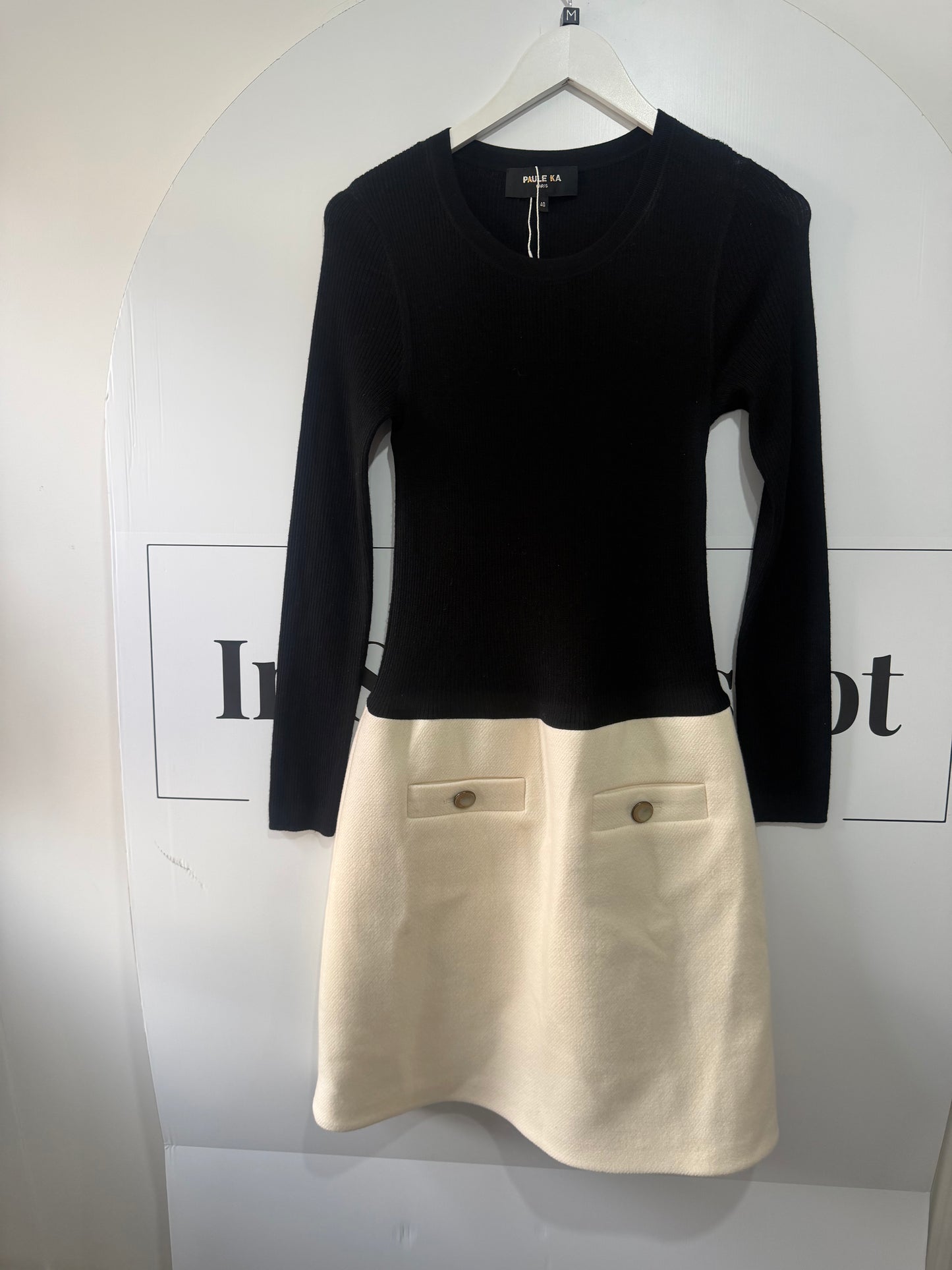 Black and Cream Paul Ka Dress, Size 12