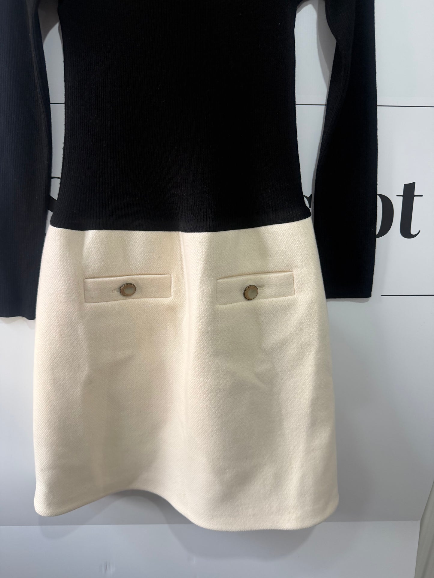 Black and Cream Paul Ka Dress, Size 12