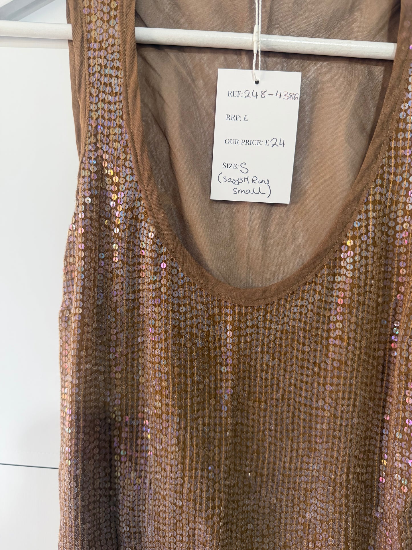 Brown Sequin Top, Size M (Fits S)