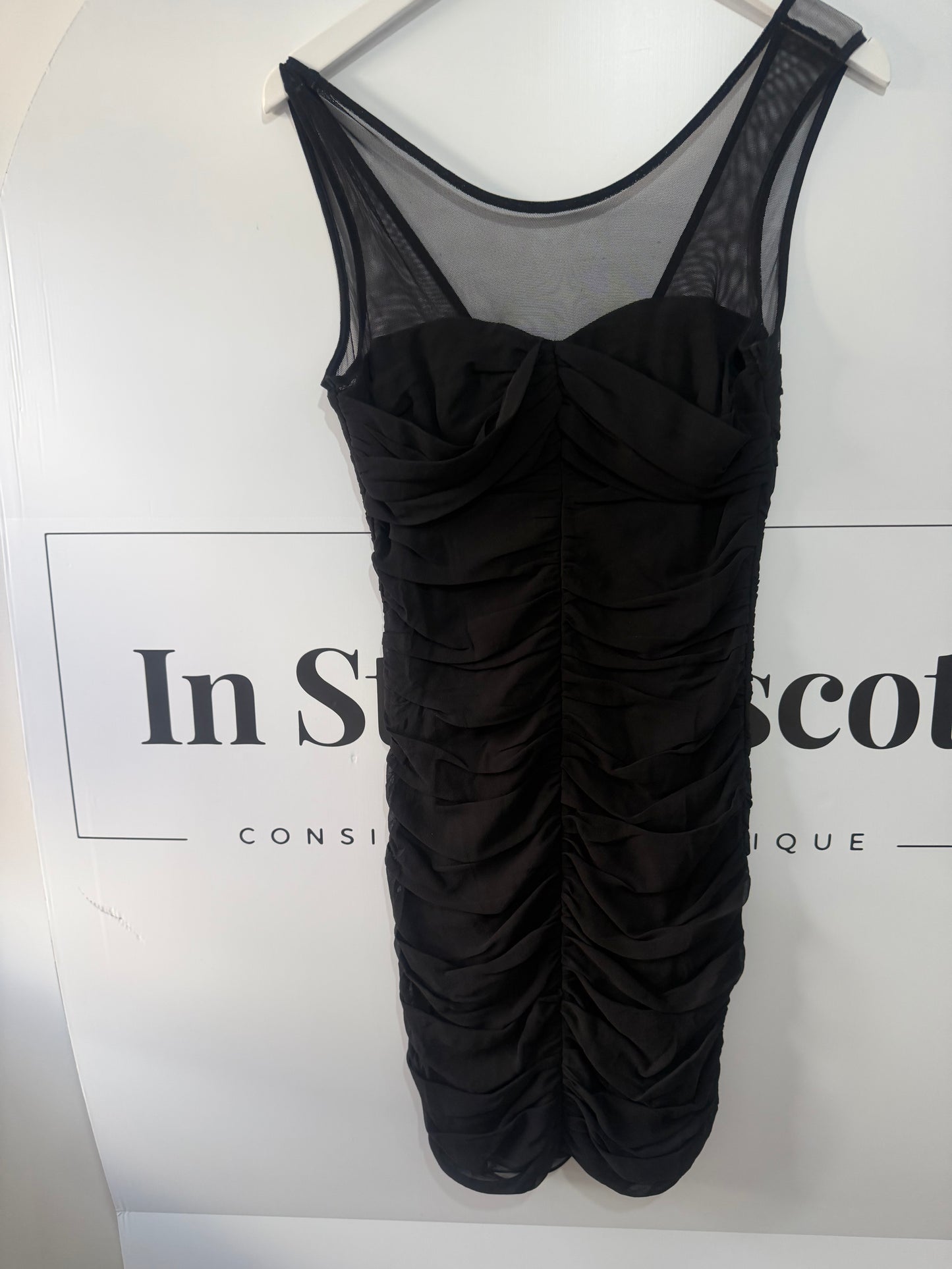 Black Club Monaco Mesh Bodycon Dress, Size XS/S