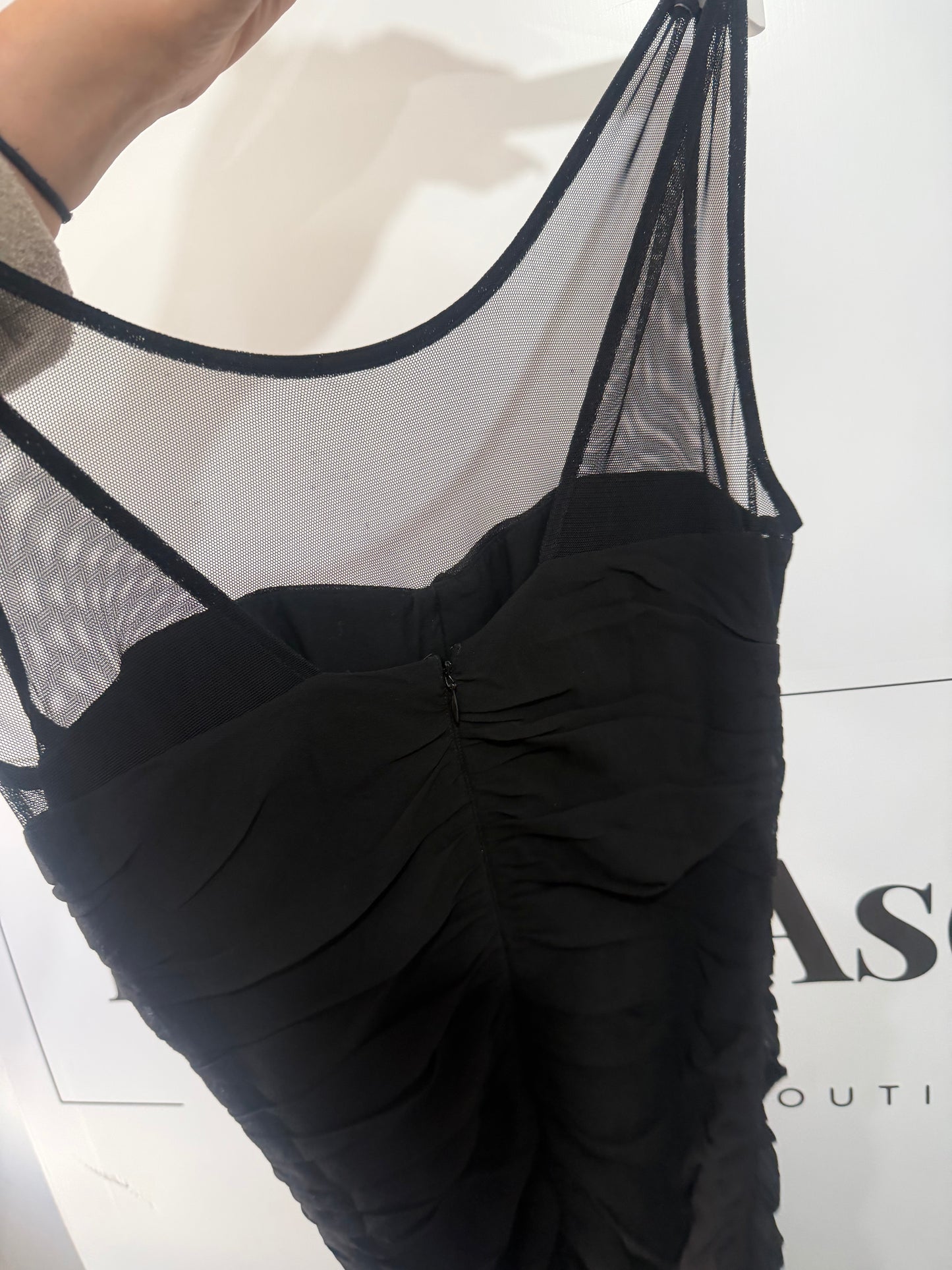 Black Club Monaco Mesh Bodycon Dress, Size XS/S