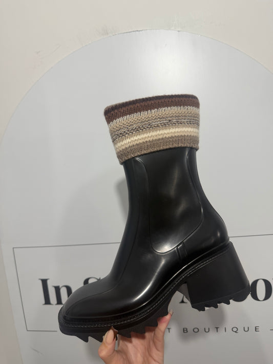 Brand New Chloé Knit Rain Boots, Size 41