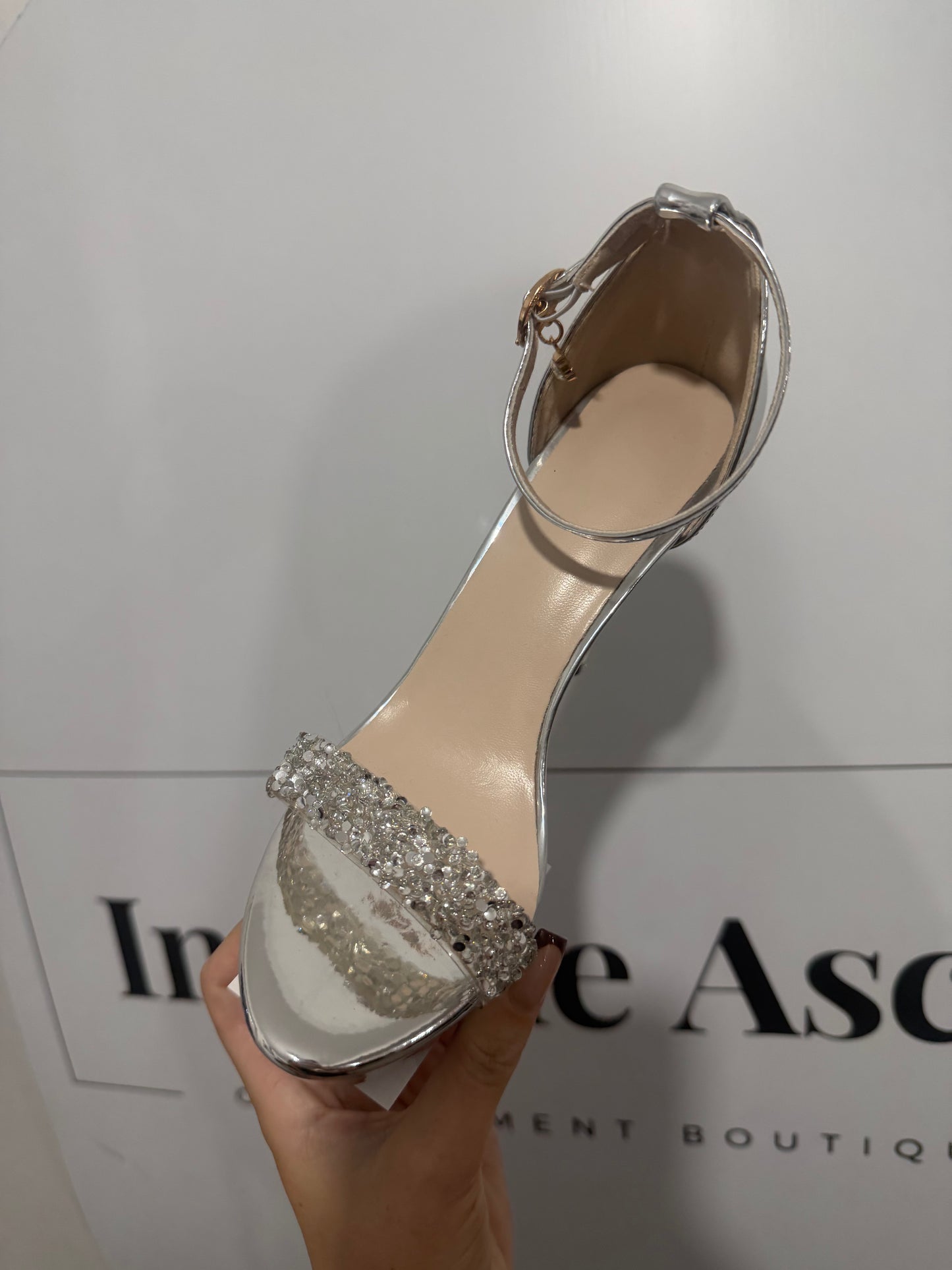 Brand New Silver Heels, Size 37 - UK 4