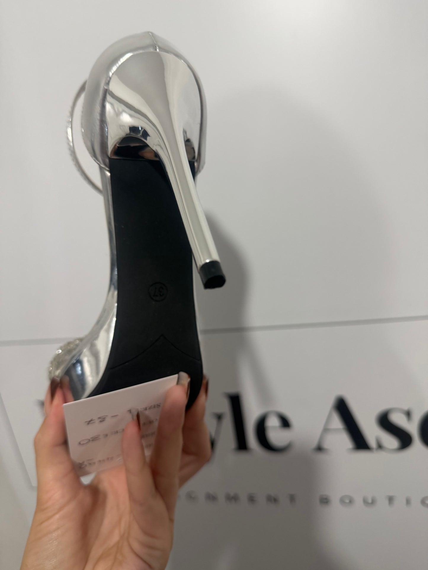 Brand New Silver Heels, Size 37 - UK 4