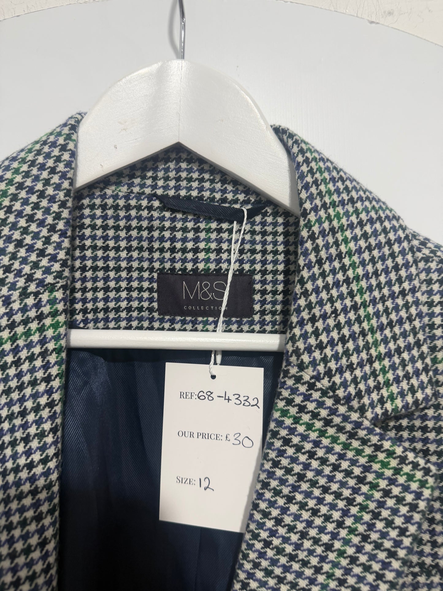 Check M&S Coat, Size 12