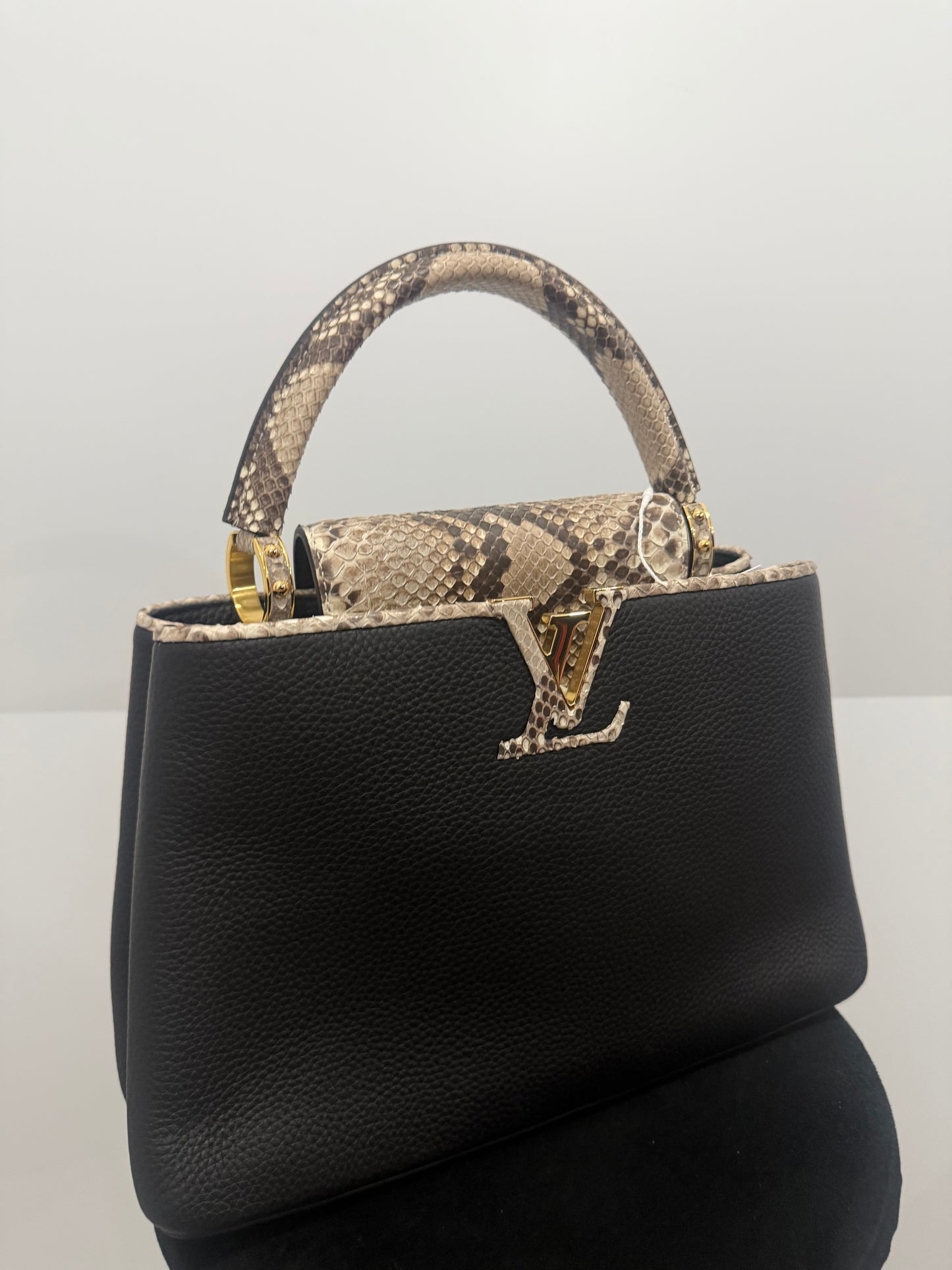 The Capucines Louis Vuitton Handbag, Black and Python
