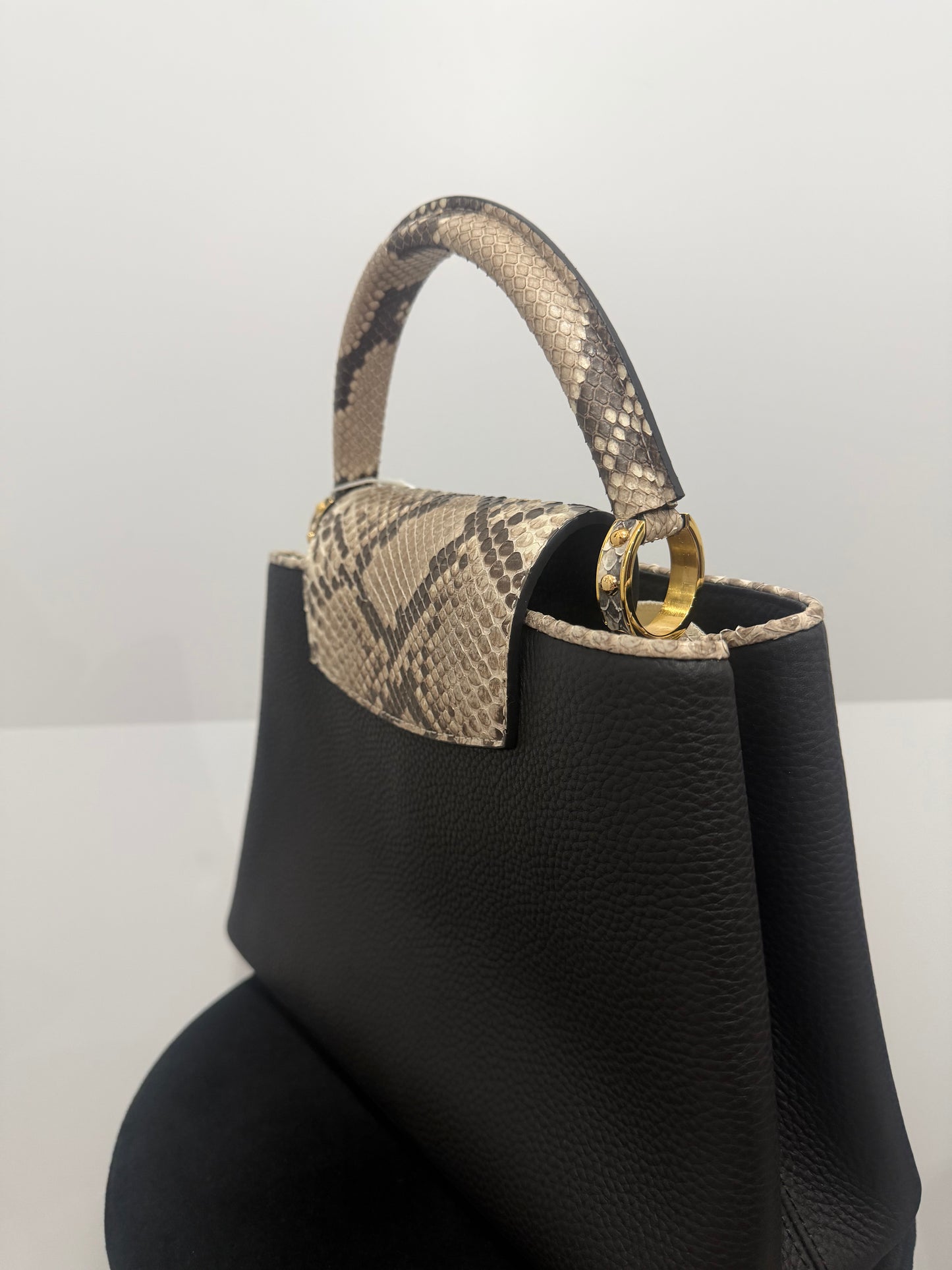 The Capucines Louis Vuitton Handbag, Black and Python