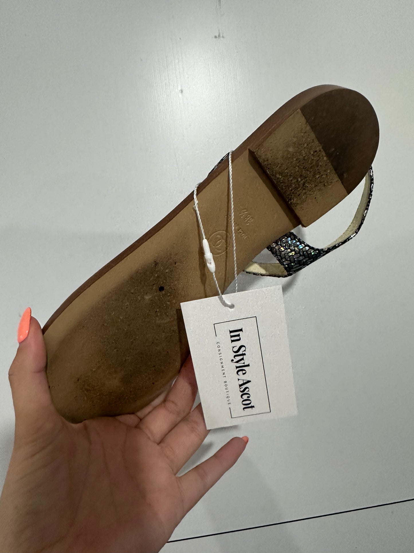 Silver Chanel Interlocking CC Sandals, Size 39 - UK 6