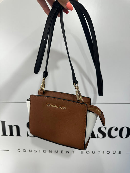 Brown & White Michael Kors Crossbody Bag, Small