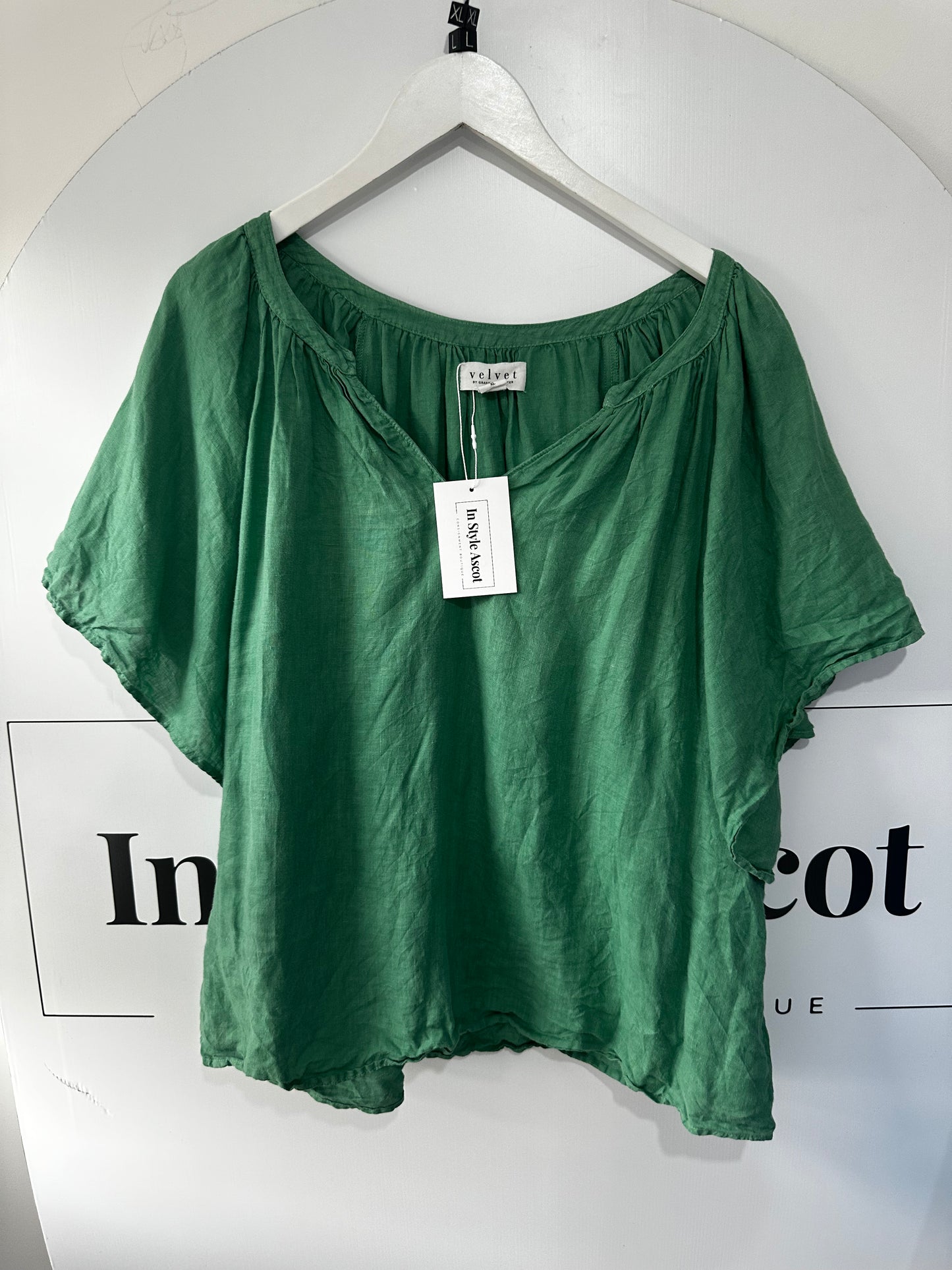 Green Velvet by Graham & Spencer Linen Blouse, Size XL