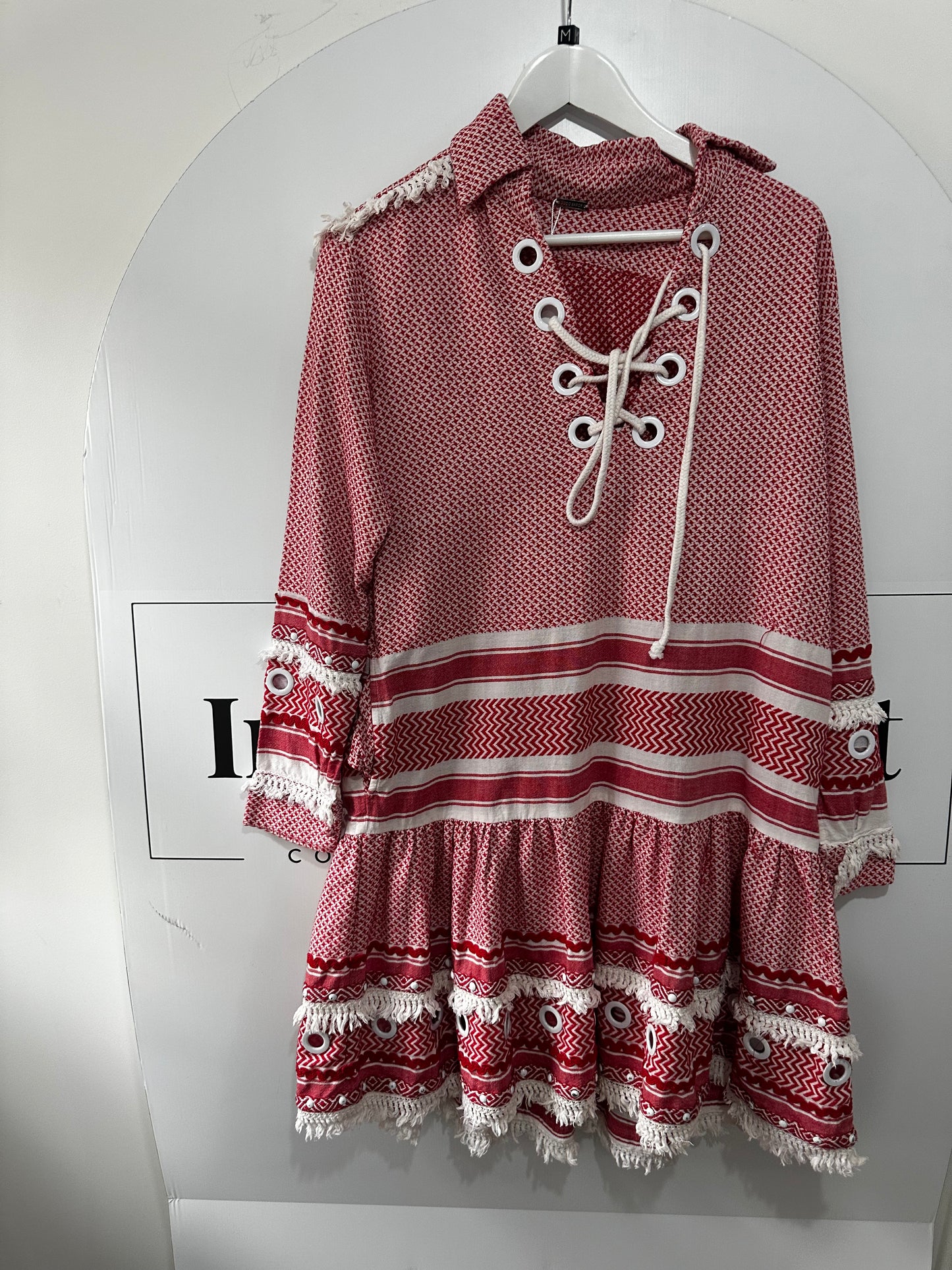 Red & White Dodo Bar Or Dress, Size Medium