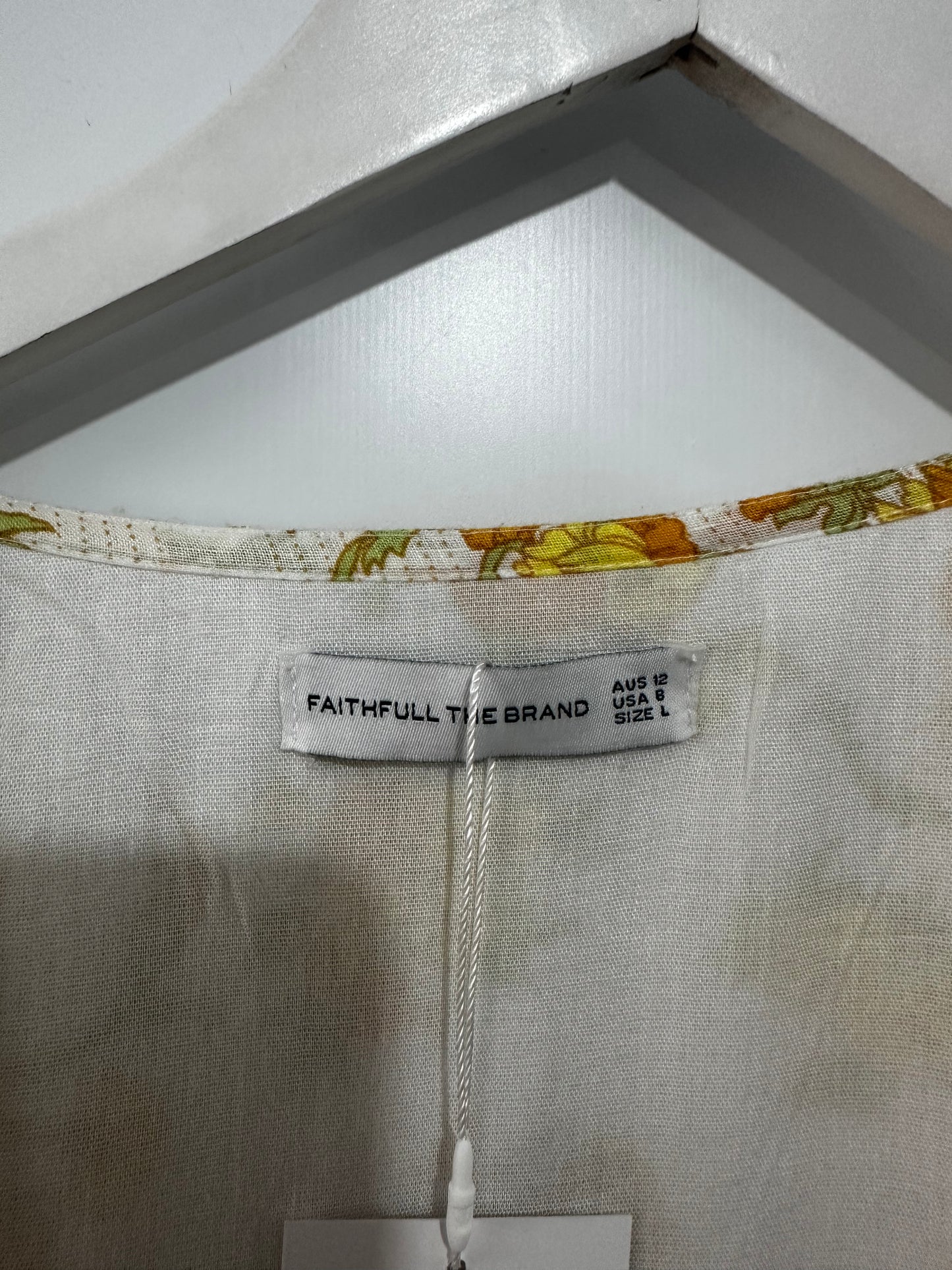 Yellow & White Faithful The Brand Dress, Size 12
