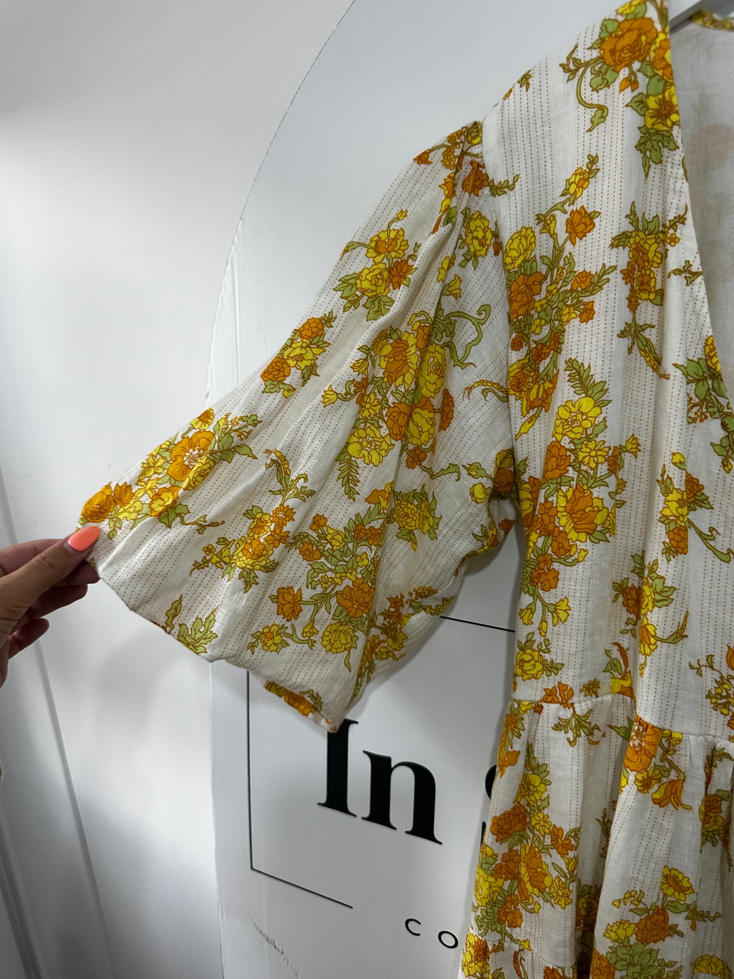 Yellow & White Faithful The Brand Dress, Size 12