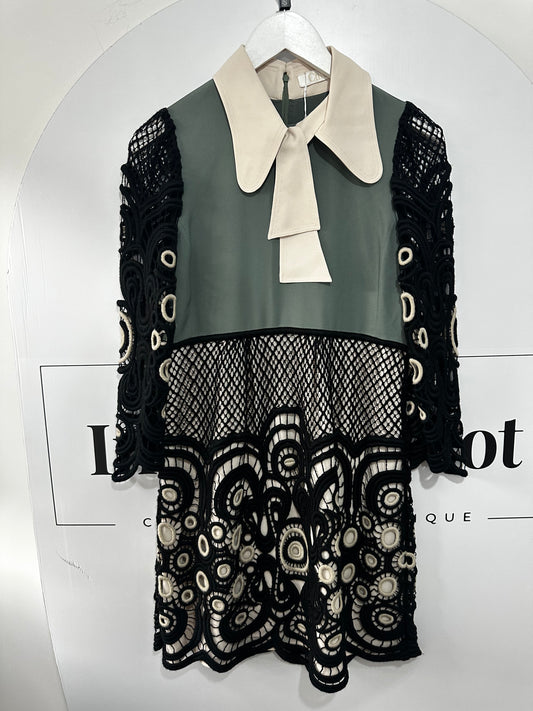 Green & Lace Chloé Dress, Size UK 8