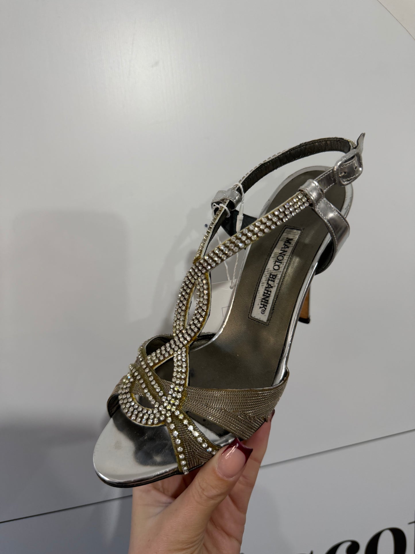 Silver Manolo Blahnik Heels, Size 38 - UK 5