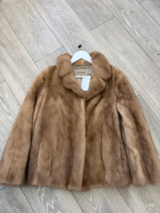 Brown Mink Fur Coat, Size S/M