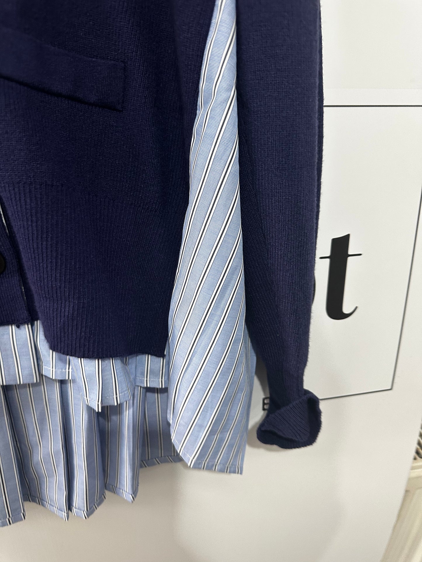 Navy Sacai Shirt Cardigan, Size M