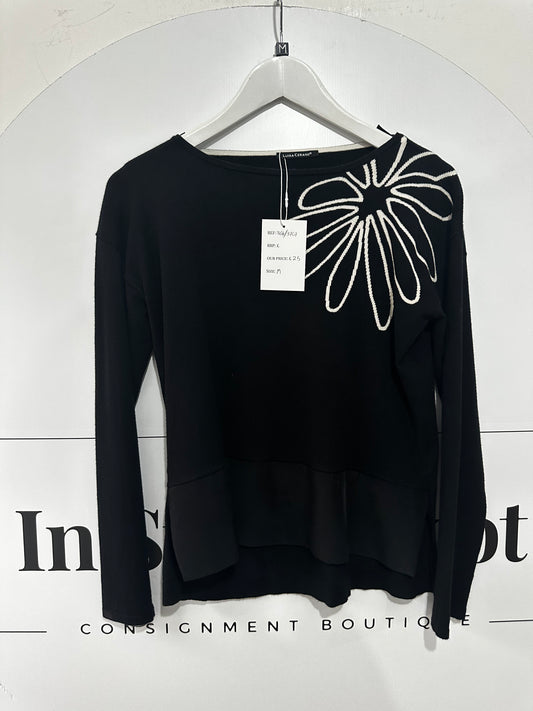 Black with white flower Luisa Cerano Jumper, Medium
