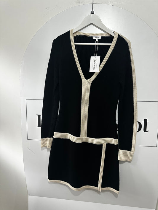 Black & Cream Reiss Knit Dress, Size M (10-12)