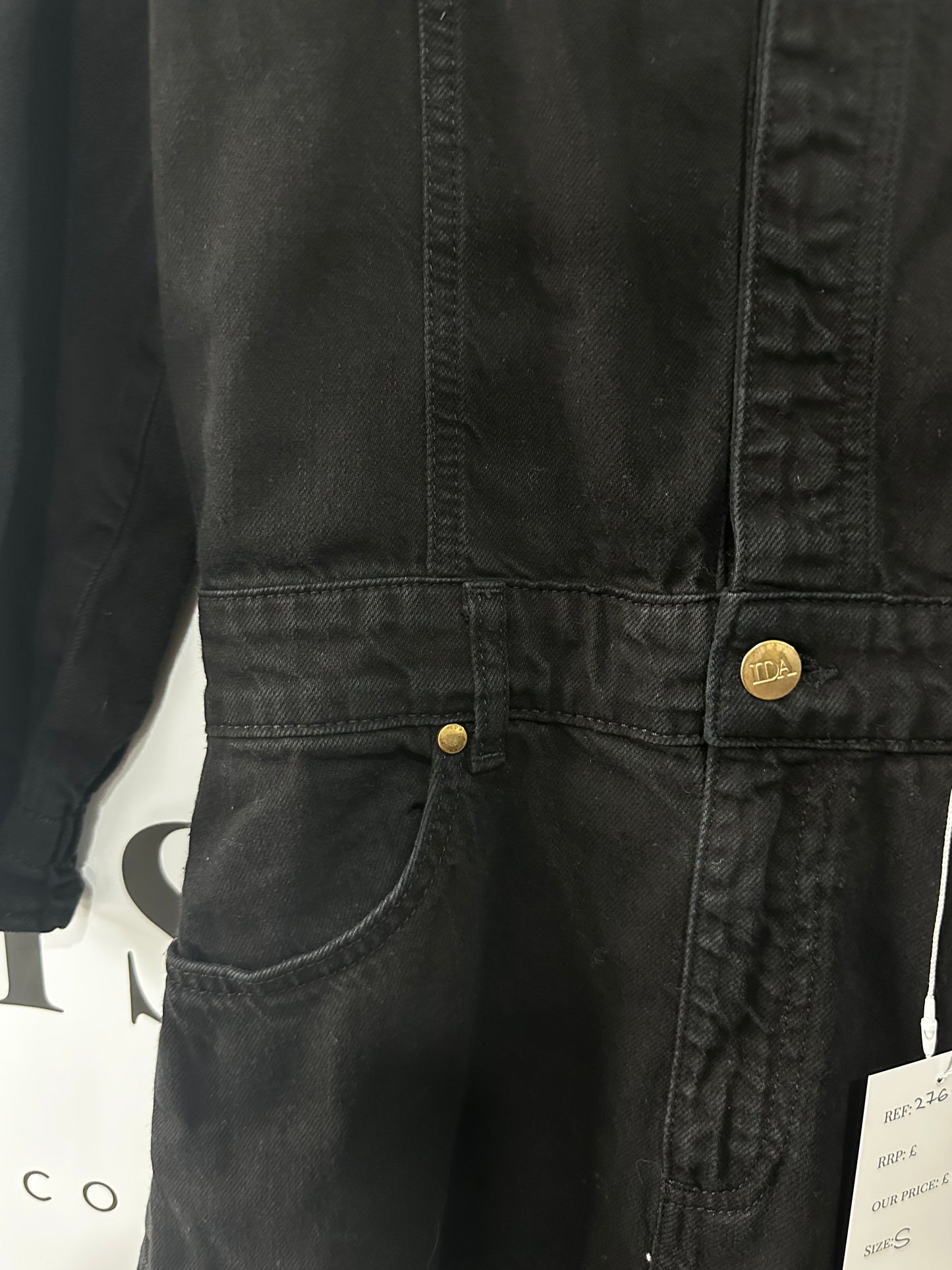 Black Denim Donna IDA Dress, Size S