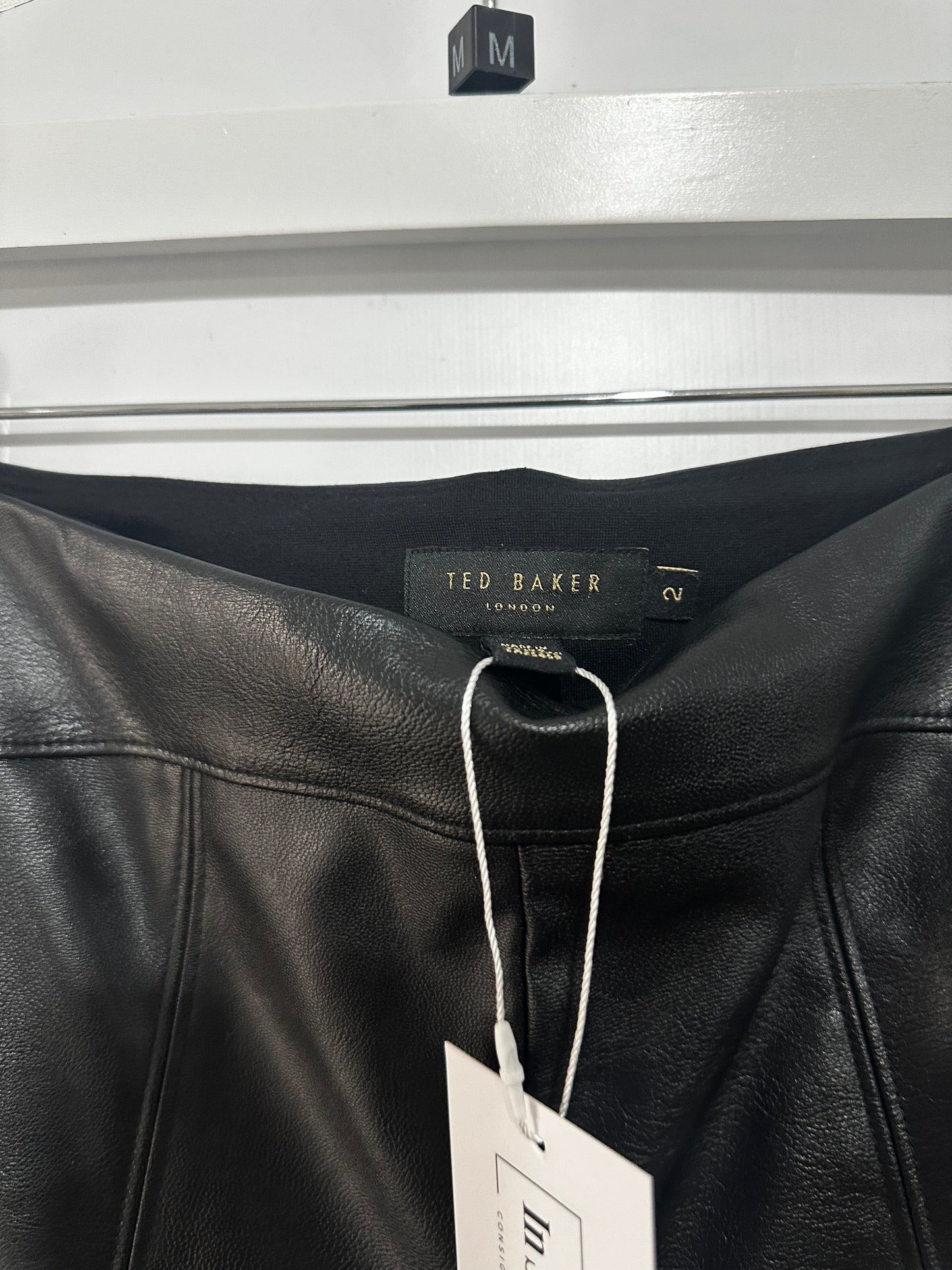 Black Ted baker Leather Trousers, Size 8/10