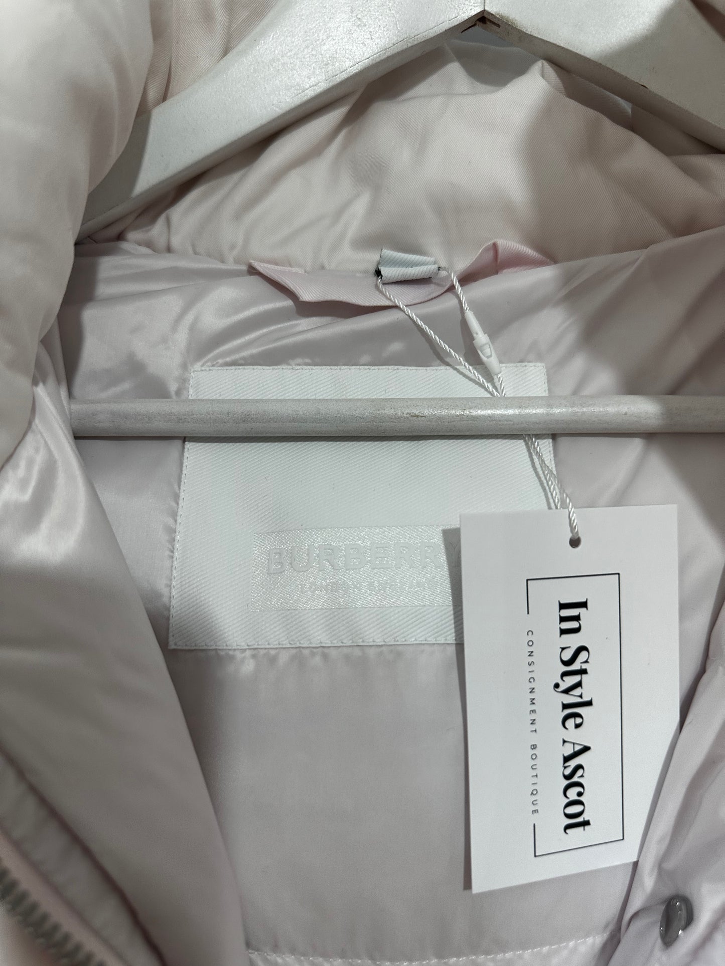 Light Pink Burberry Puffer Coat, Size 10-12