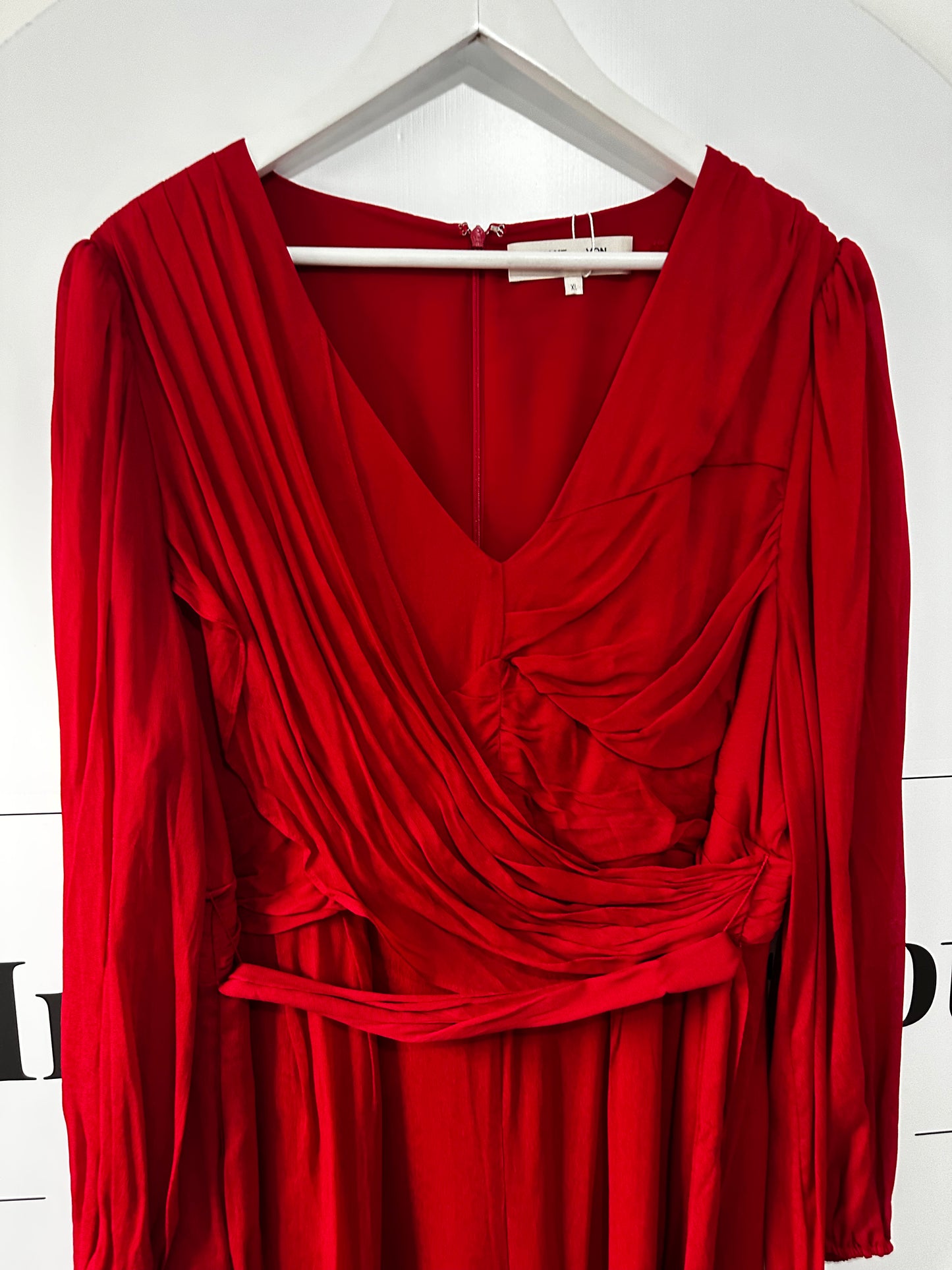 Red DVF Long Dress Ballgown, Size XL