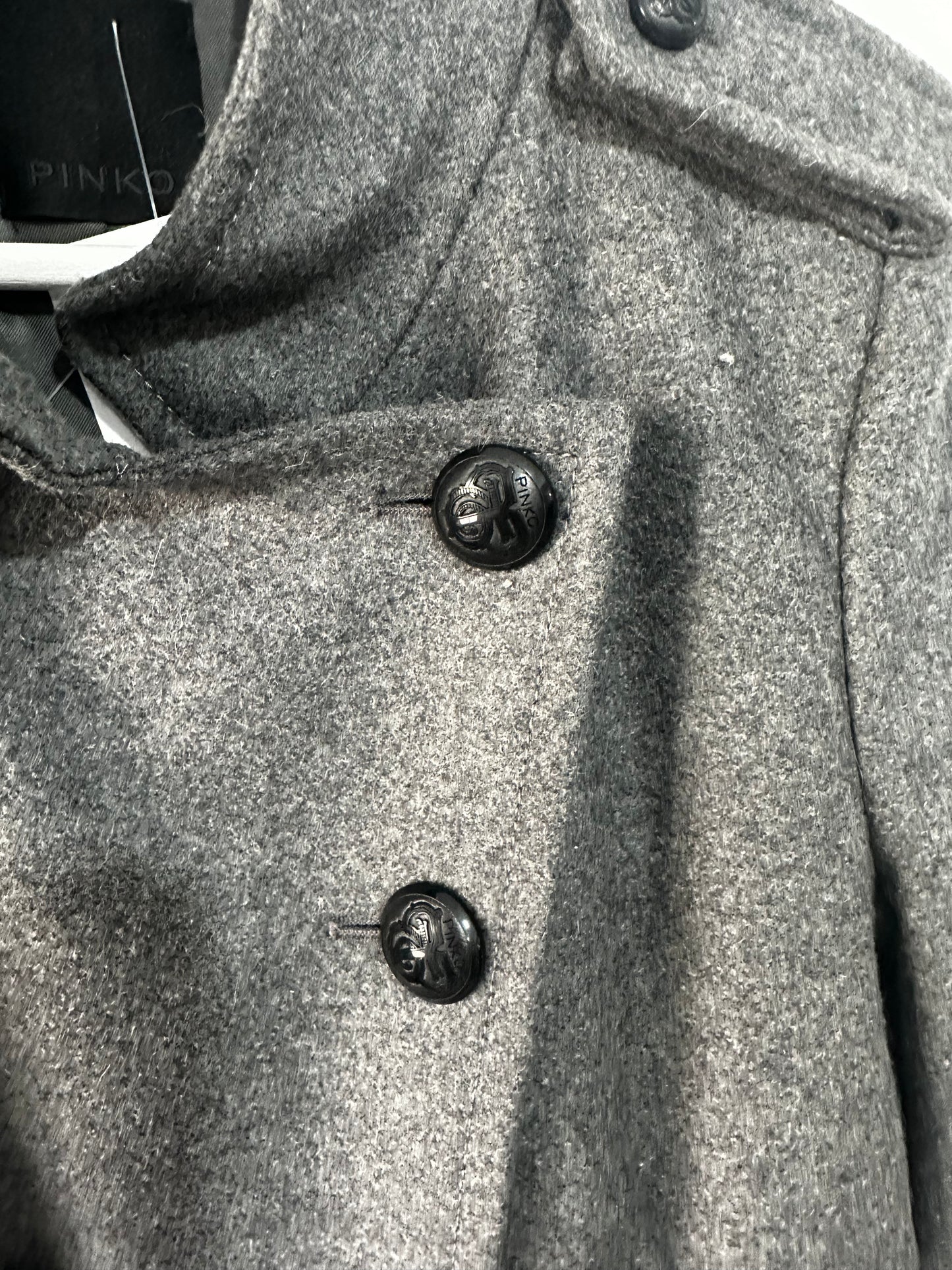 Grey 80% Wool Pinko Peacoat, Size 12