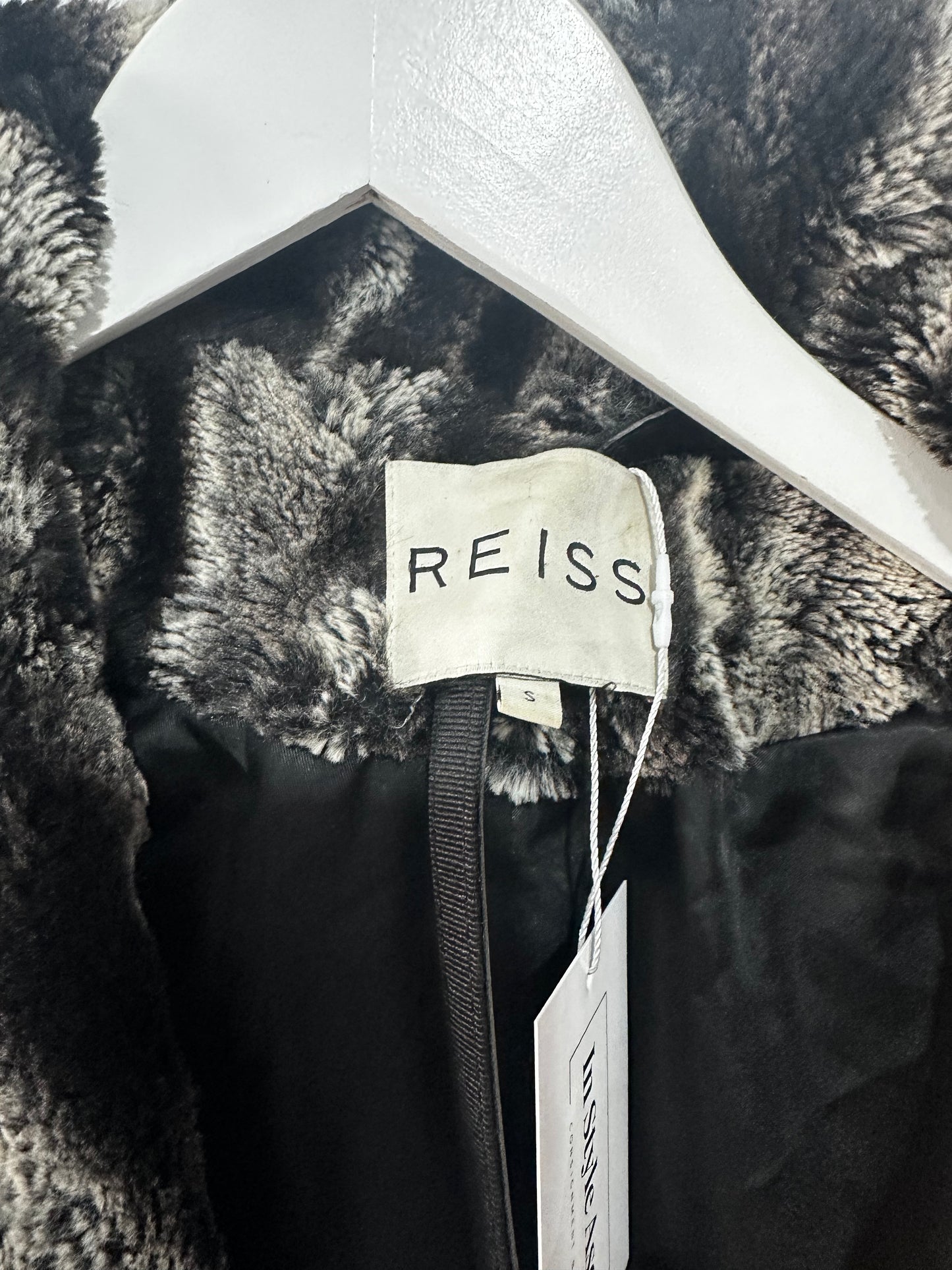 Reiss Faux Fur Coat, Size S With Belt