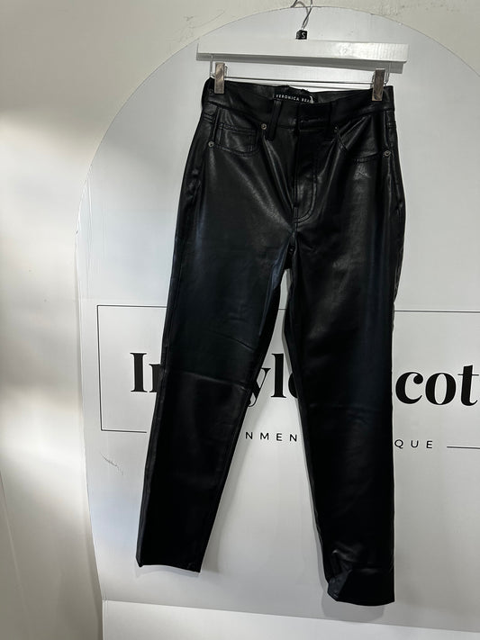 Black Veronica Beard Leather Like Trousers, Size 8