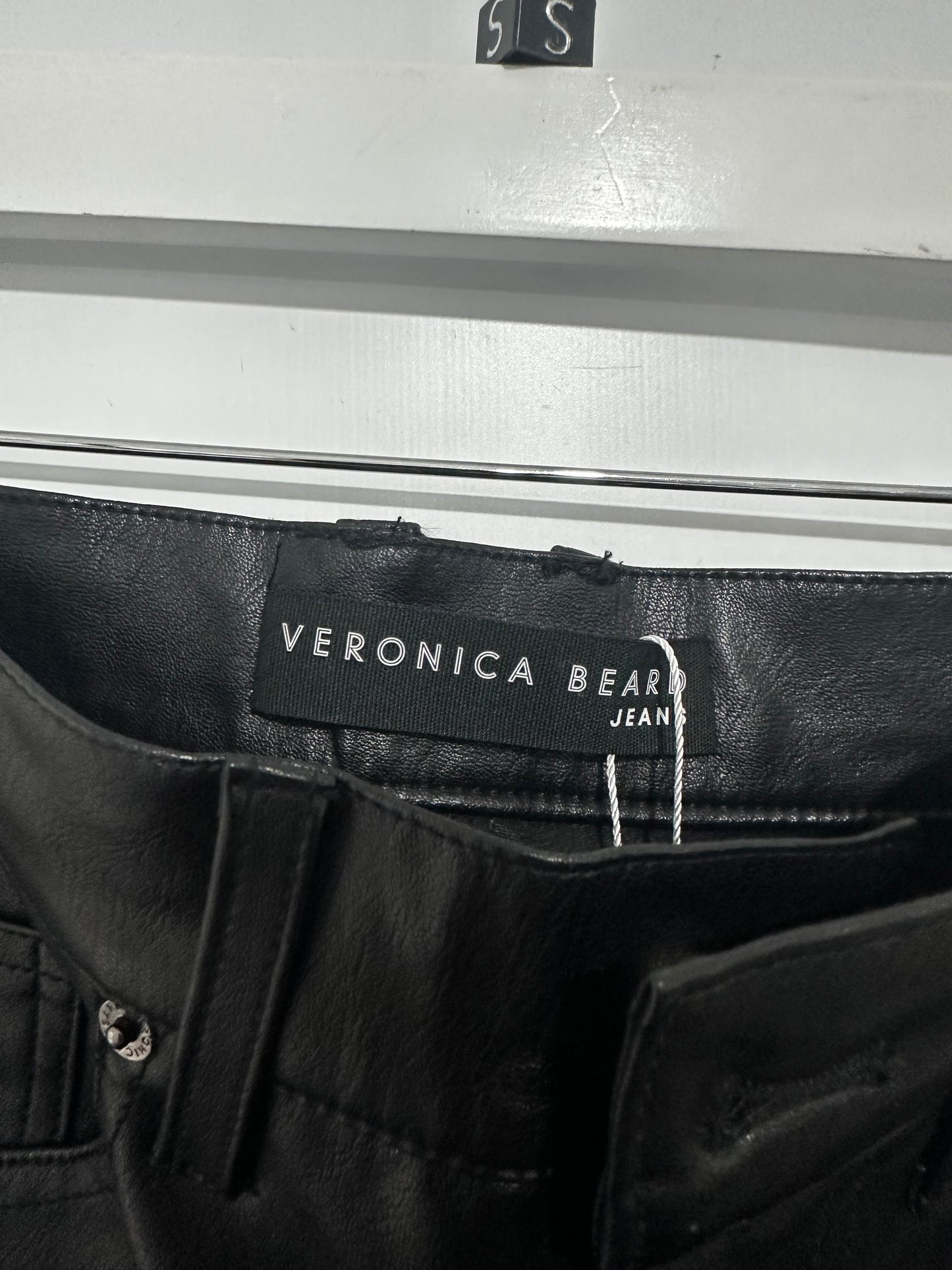 Black Veronica Beard Leather Like Trousers, Size 8